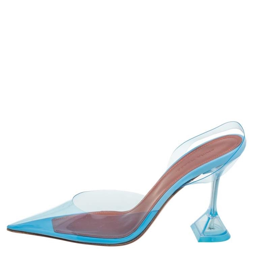 Amina Muaddi Blue Holli glass heels 38.5